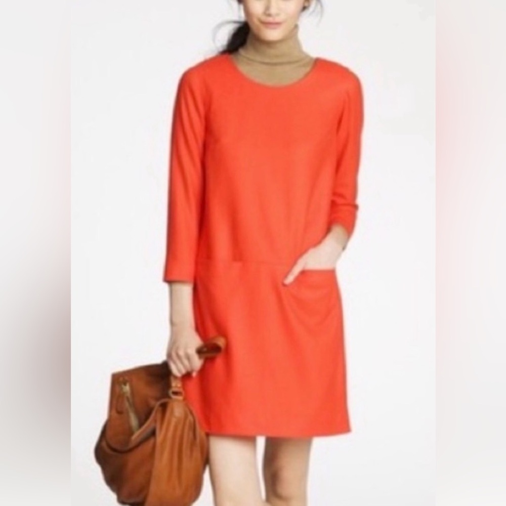 J. Crew Vibrant Orange Long Sleeve Dress